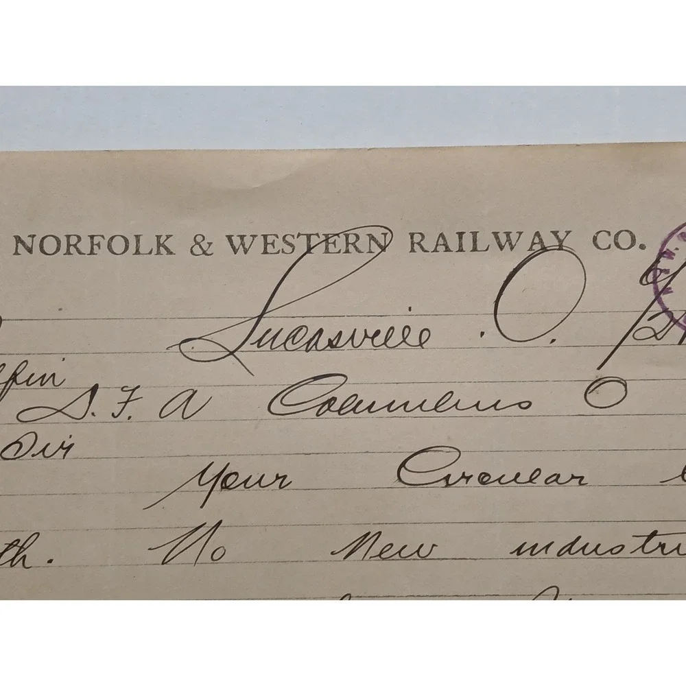 Antique 1901 Norfolk & Western Railway Letter  Lucasville Ohio Station  Lot Of 3